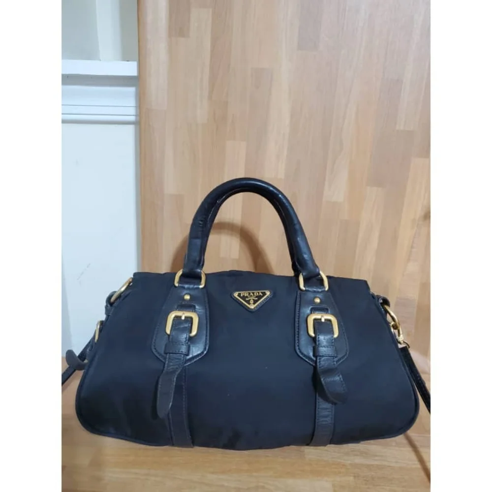 Authentic Prada Convertible Satchel Tessuto & Leather Bag